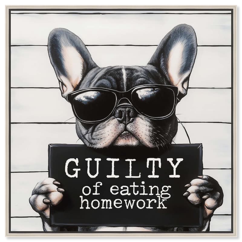 Guilty of Eating Homework Canvas by Art Remedy - Silver - 20" x 20"