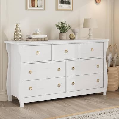 Natural 7-Drawer Dresser for Living Room, Bedroom, Entryway