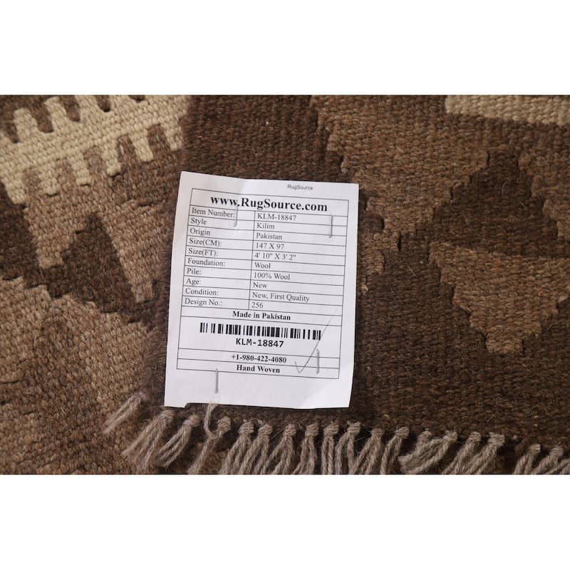 Hand-woven Reversible Kilim Oriental Area Rug Foyer Wool Carpet - 3'2" x 4'10"