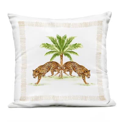 Stupell Symmetrical Stepping Cheetahs Printed Outdoor Throw Pillow Design by Janet Tava