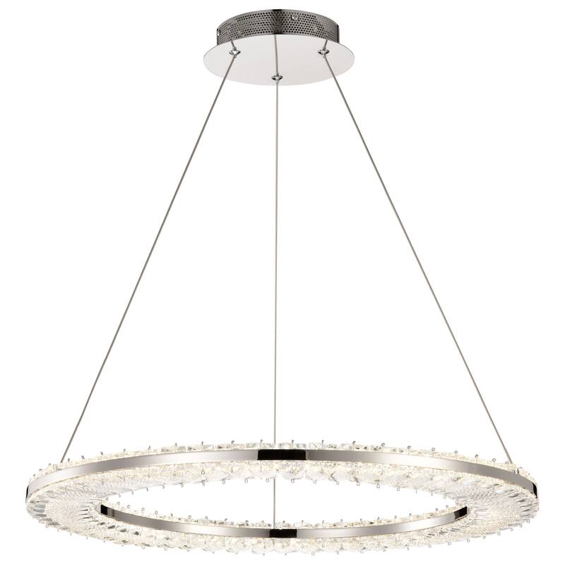 Nova LED 23 Inch Round Pendant Polished Nickel Finish K9 Crystal - Polished Nickel