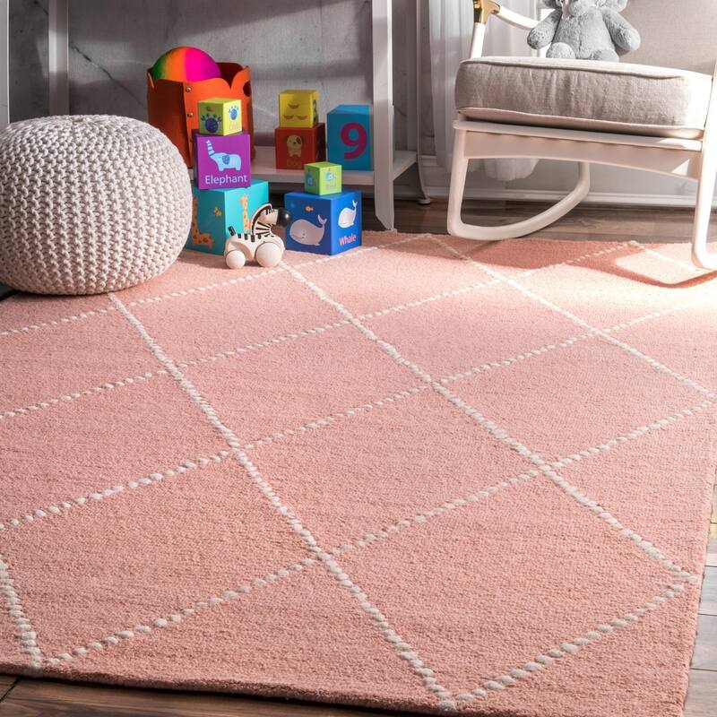 Nuloom Handmade Dotted Trellis Wool Kids Nursery Rug