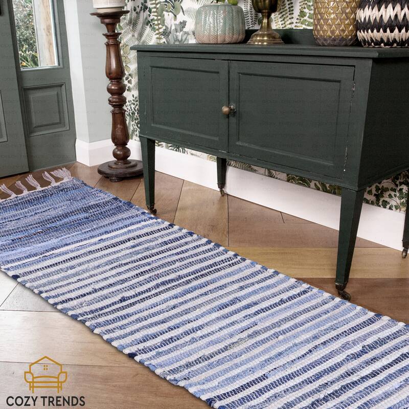 Handwoven Cotton Washable Runner Rugs - Perfect for Kitchen, Hallway, Entryway - 12X72 | 12X108 Inches