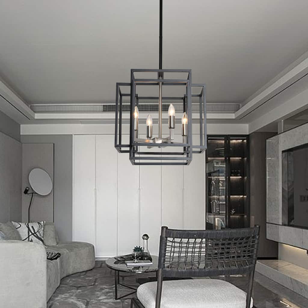 4-Light Chandelier Rustic Metal Pendant Light
