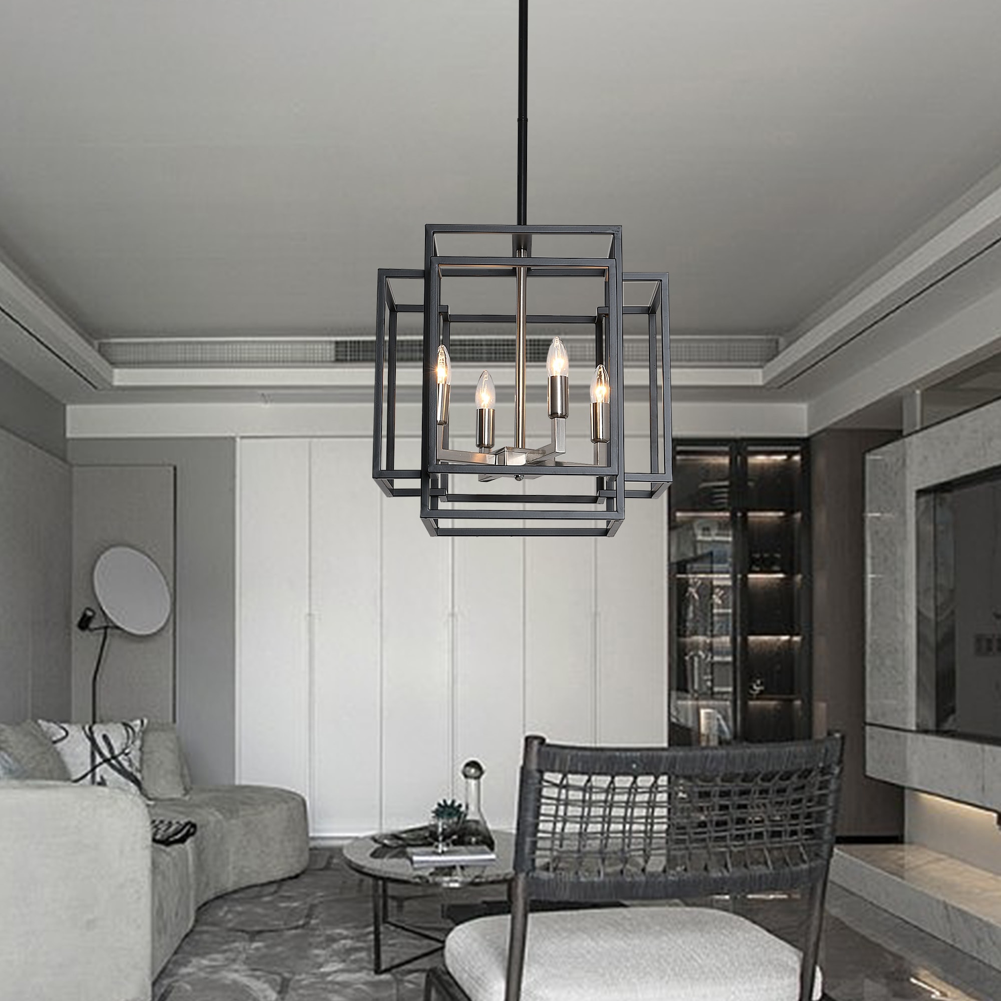 4-Light Chandelier Rustic Metal Pendant Light