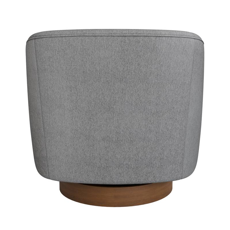 Modern Upholstered Swivel Barrel Accent Chair with Solid Wood Base, Arm Chair for Living Room