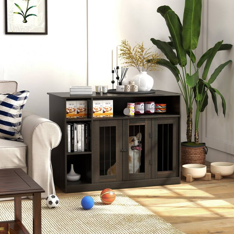 Dog Crate with Adjustable Shelf, Dog Crate End Table, Indoor Pet Crate for Medium and Large Dogs, with Large Flat Surface