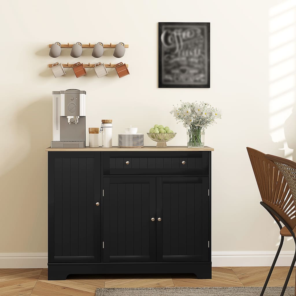 HOMCOM Modern Sideboard Buffet Cabinet with Storage, 41" Kitchen Pantry Cabinet with Door Shelves, Drawer, Adjustable Shelf