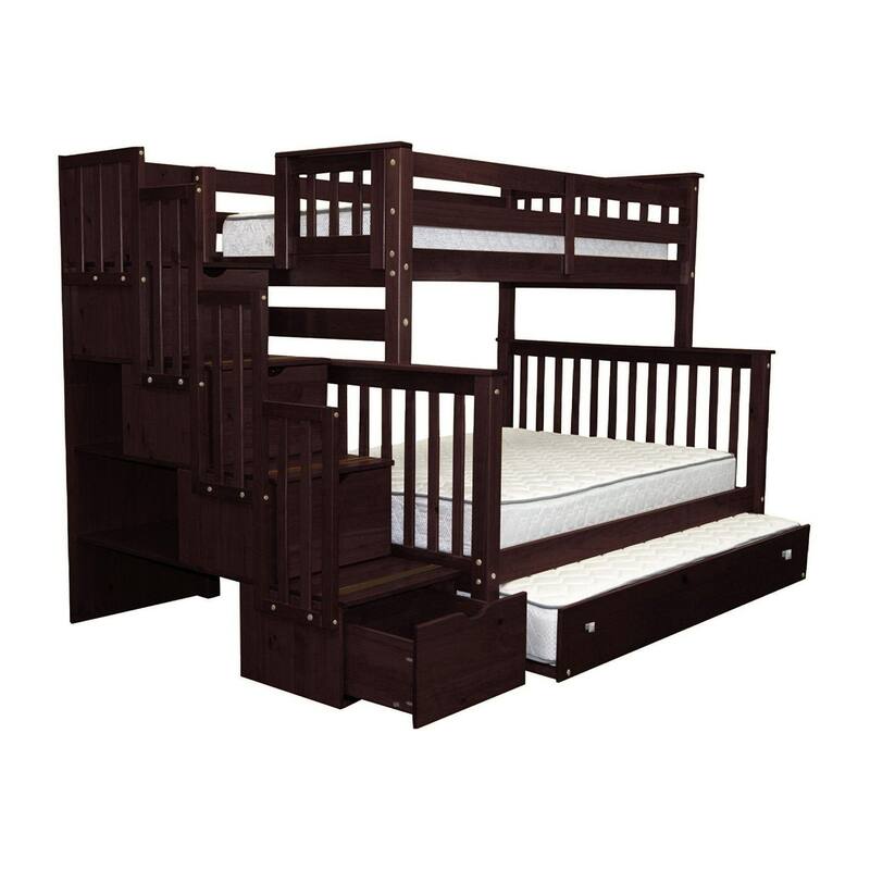 Taylor & Olive Trillium Twin over Full Stairway Bunk Bed, Twin Trundle