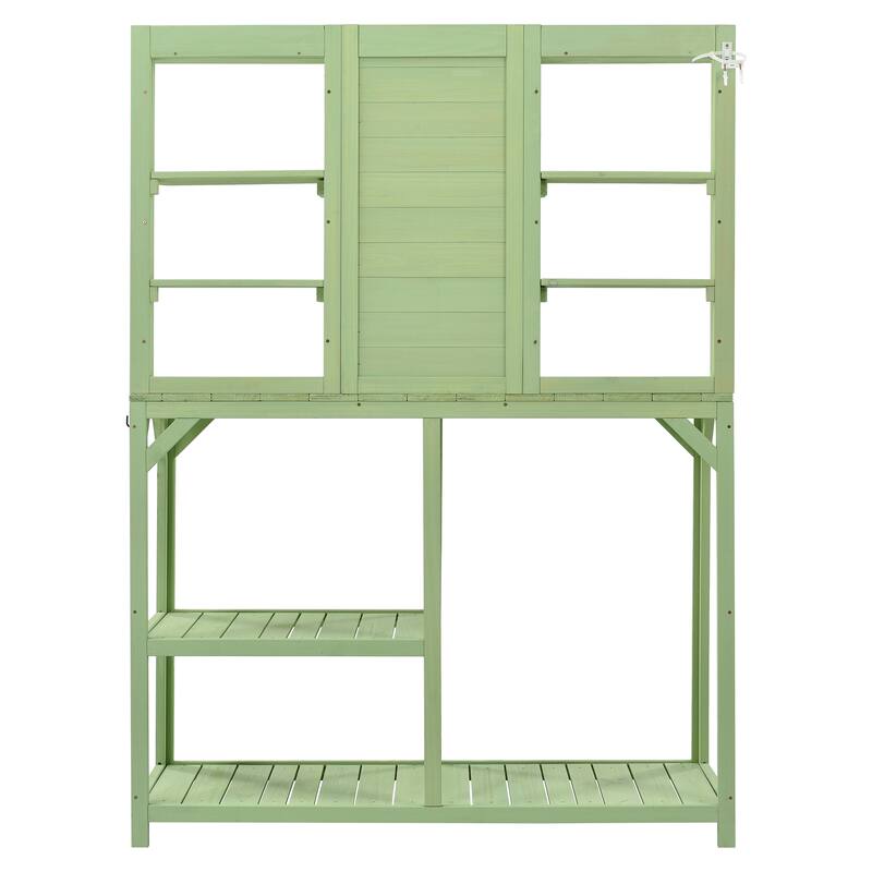 Wooden Outdoor Potting Table with 6-Tier Shelves
