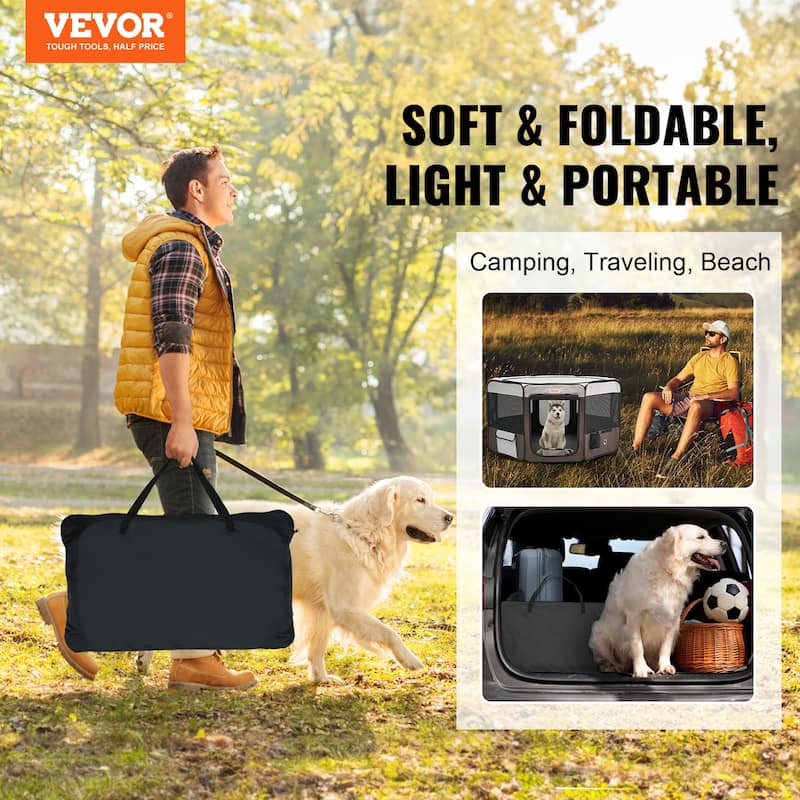 VEVOR Foldable Pet Playpen with Storage bag for Indoor Outdoor Travel Camping