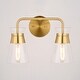 preview thumbnail 11 of 9, Harper Natural Brass Gold Bathroom Vanity Lighting Fixture, Clear Glass Shade, Dimmable, LED Compatible, Wall Mount Sconce