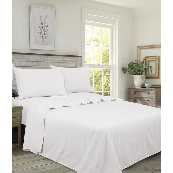 Brushed Percale 100 Percent Cotton White Twin Sheet Set Overstock 31768061