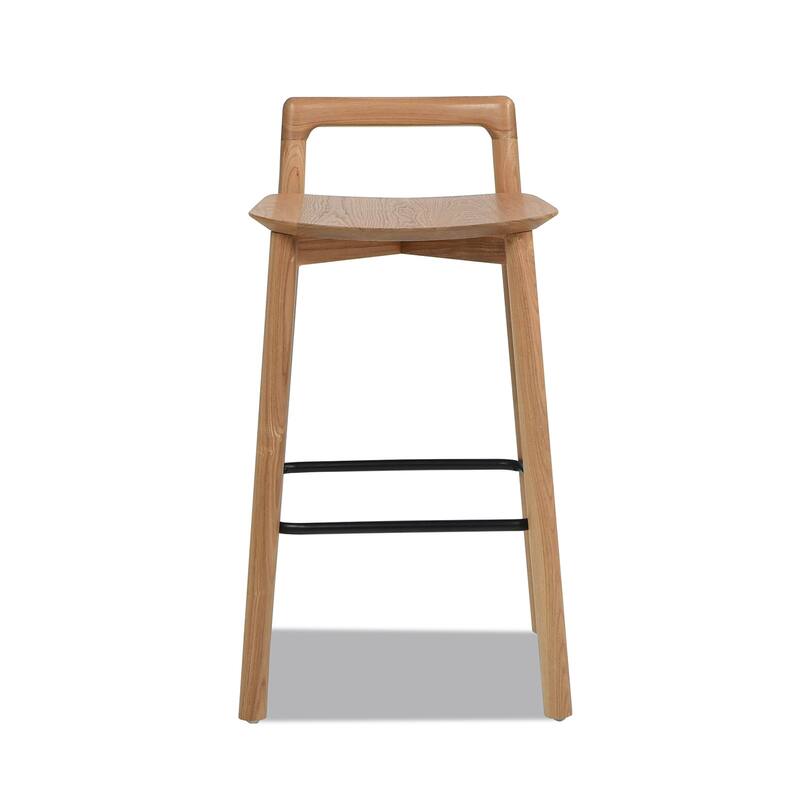 Modern Minimalist Low Back Wood Counter Stool