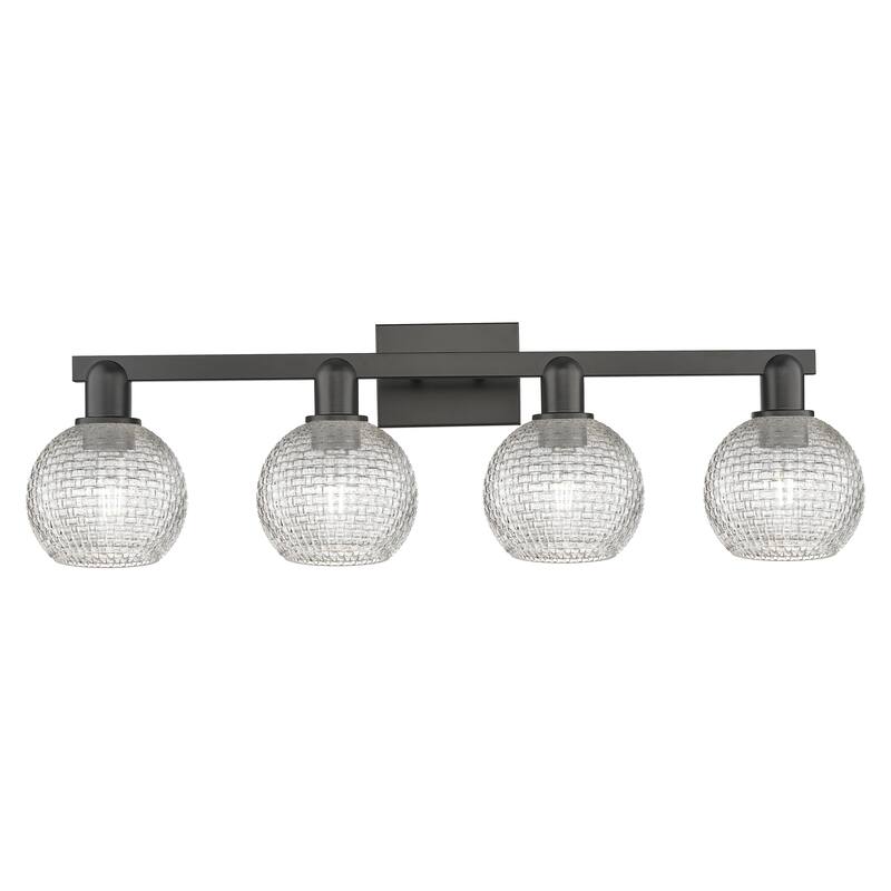 Innovations Lighting Endless Possibilities Arcadia - Athens - 4 Light 33" Basketweave Bath Vanity Light - Matte Black