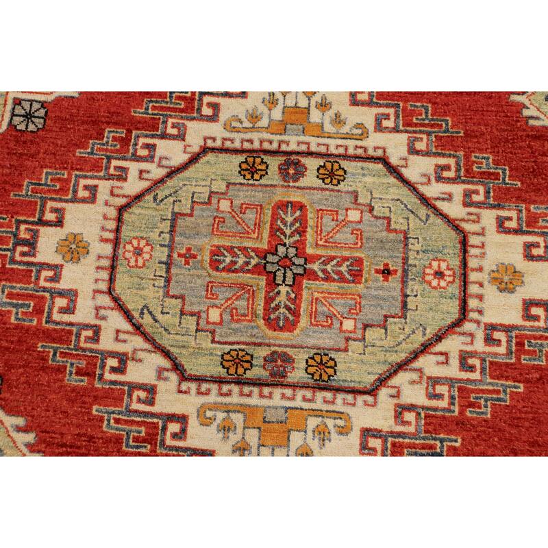 Southwestern Kazak Gabrielle Rust/Beige Wool Rug - 8'0'' x 9'8''