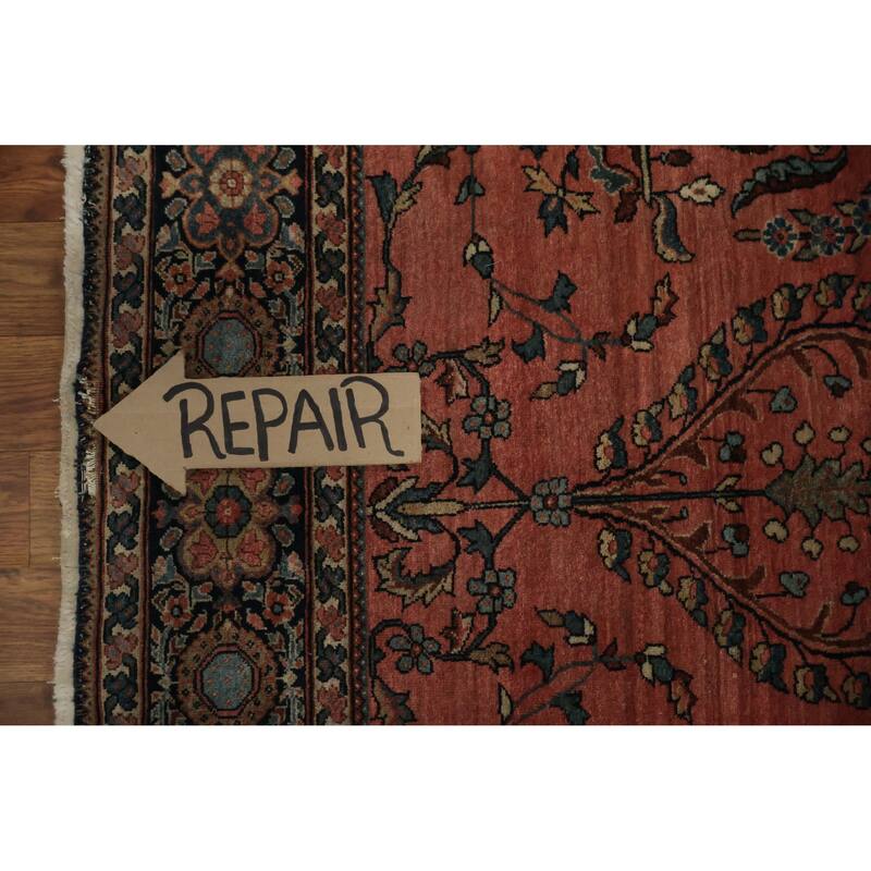 Hand Knotted Oriental 100% Wool Carpet Traditional Floral Oranges & Rust Sarouk Area Rug - 6' 5'' X 4' 1''