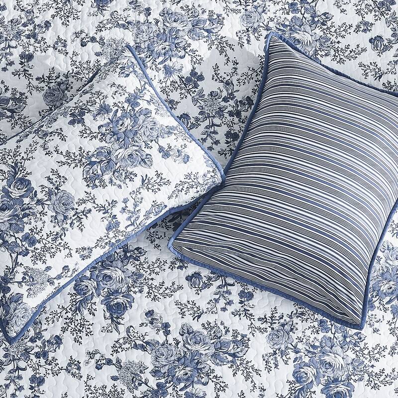 Wonderful 5-Piece Cotton Quilt Set Floral Printed Bedding Set