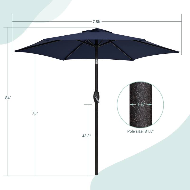 Bonosuki 7.5-foot Waterproof Sunshade Canopy Patio Umbrella