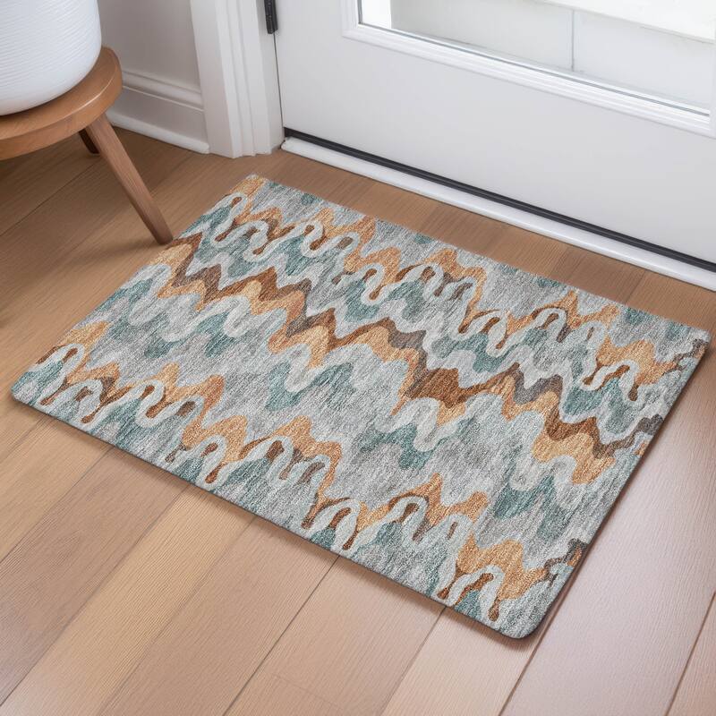 Machine Washable Indoor/ Outdoor Modern Mason Chantille Rug