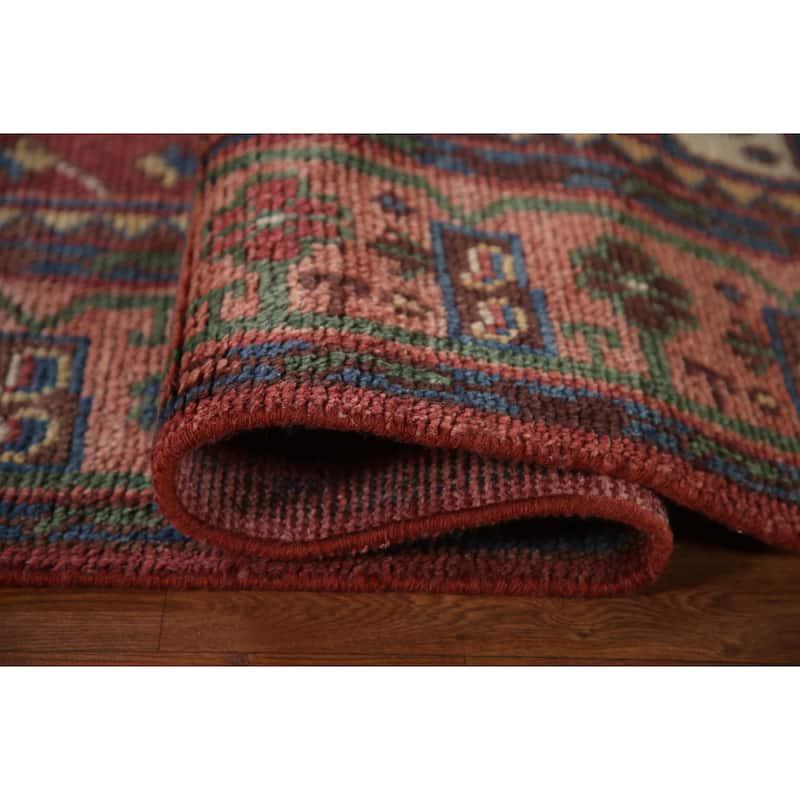 Geometric Red Sirjan Oriental Area Rug Handmade Wool Carpet - 7'11"x 9'11"