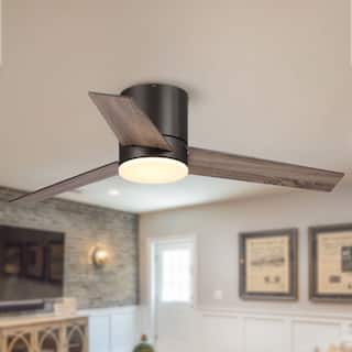 48" Wooden 3-Blade Low Profile LED Ceiling Fan with Remote