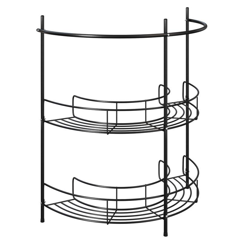 Pedestal Sink Organizer - Compact Under Sink Rack with 2 Storage Shelves and Towel Holder by Lavish Home