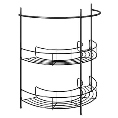 Pedestal Sink Organizer - Compact Under Sink Rack with 2 Storage Shelves and Towel Holder by Lavish Home