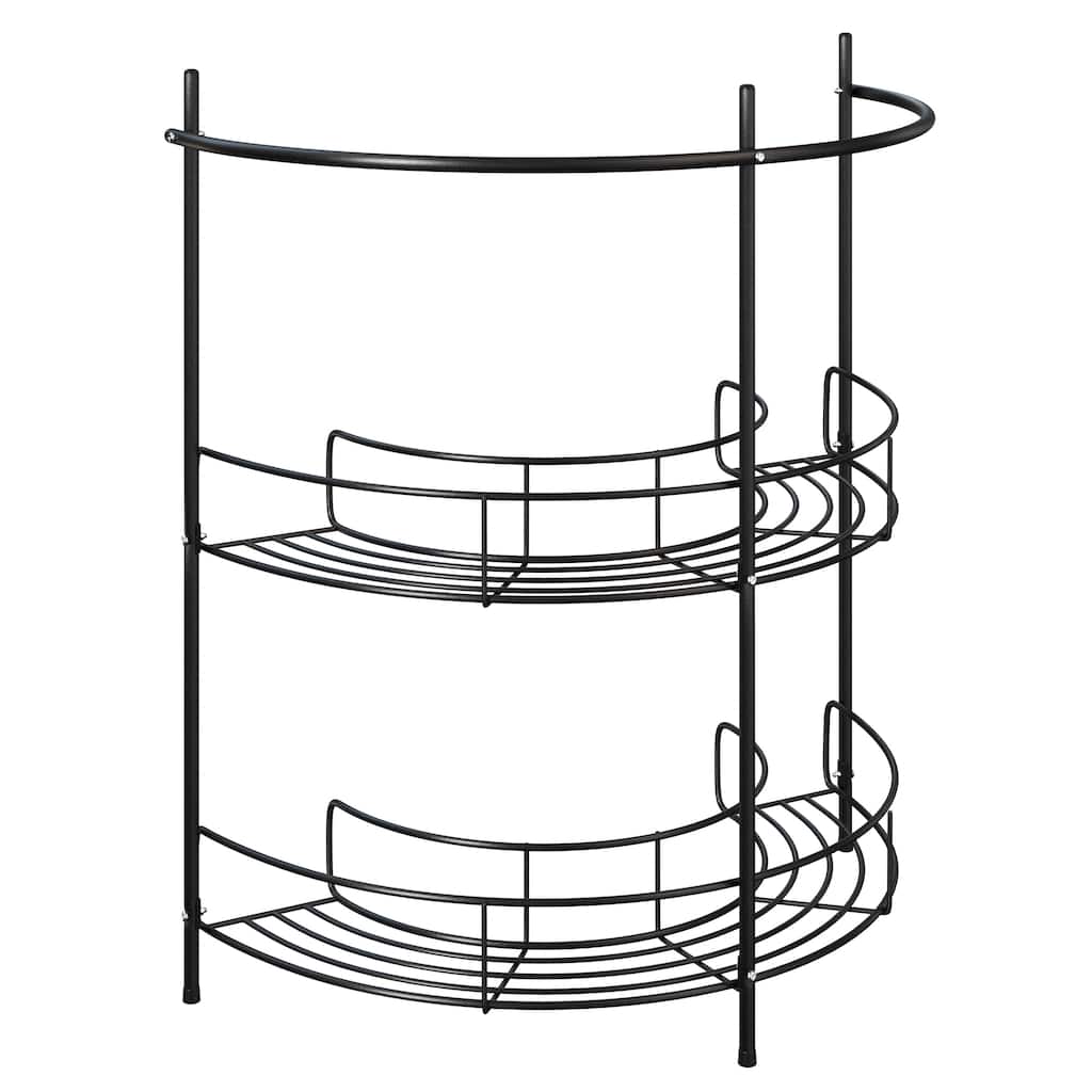 Pedestal Sink Organizer - Compact Under Sink Rack with 2 Storage Shelves and Towel Holder by Lavish Home