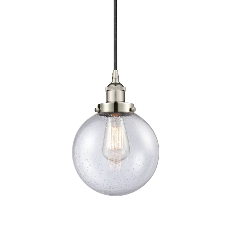 Innovations Lighting 616-1PH-12-8 Beacon Pendant Beacon 8" Wide Mini - Polished Nickel / Seedy