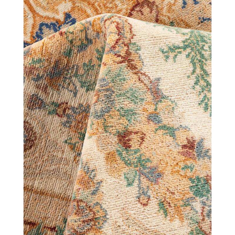 Overton Hand Knotted Wool Vintage Inspired Traditional Mogul Beige Area Rug - 6' 2" x 9' 2"