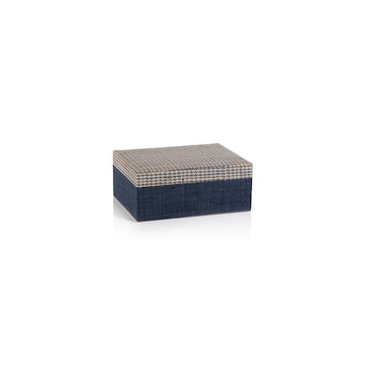 Trani Houndstooth Raffia Decorative Box