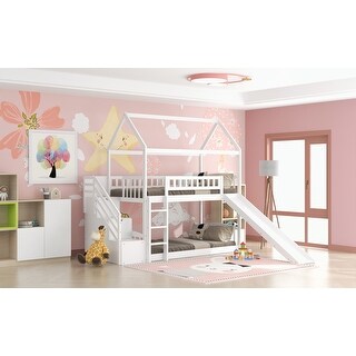 Twin Over Twin Bunk Bed with Drawers and Slide - Bed Bath & Beyond ...