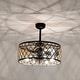 preview thumbnail 8 of 15, Annas 25 Inch Matte Black and Gold cage Finish Ceiling Lighted Fandelire with Remote