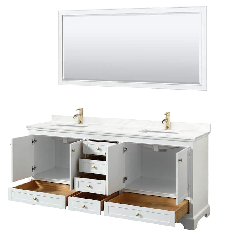 Deborah 80-inch Double Vanity, Quartz Top, 70-inch Mirror