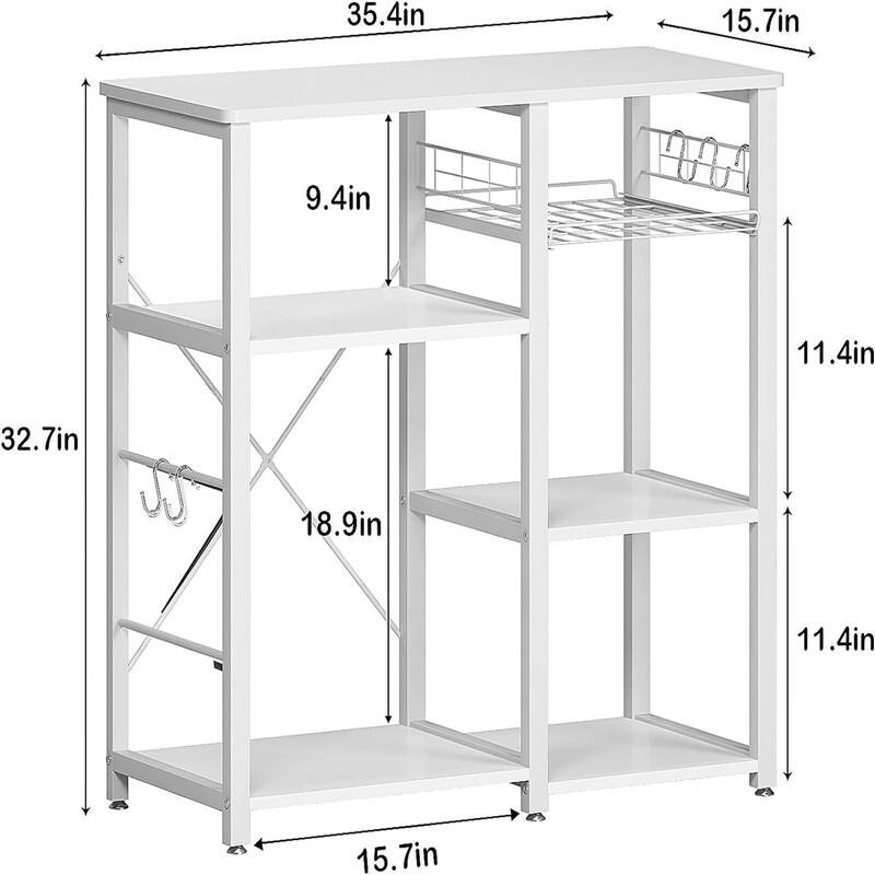 3-Tier Kitchen Baker's Rack Storage Cart Workstation Shelf - 15.7"D x 35.4"W x 32.7"H