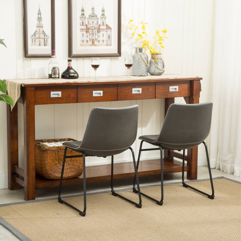 Modern Set of 2 Dining Chairs with PU Leather Backrest Metal Frame for Dining Room Living Room and Bedroom