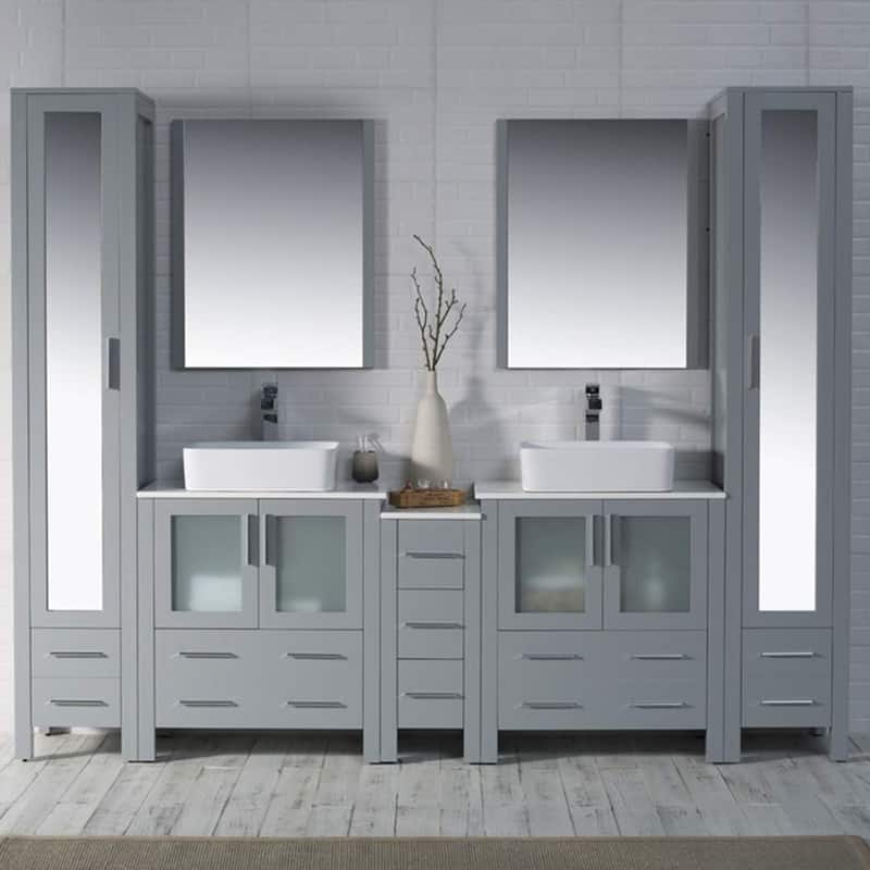 Blossom Sydney 102" Double Sink Vanity Set with Linen Closet & Mirrors