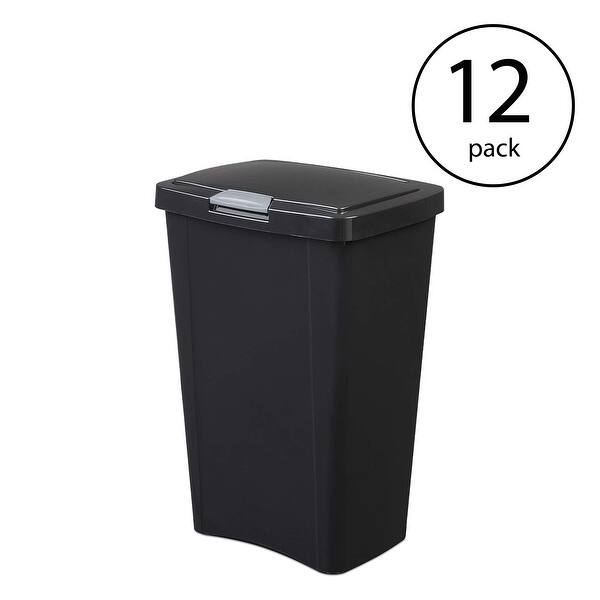 Sterilite 13 Gallon TouchTop Wastebasket with Titanium Latch, Black (12