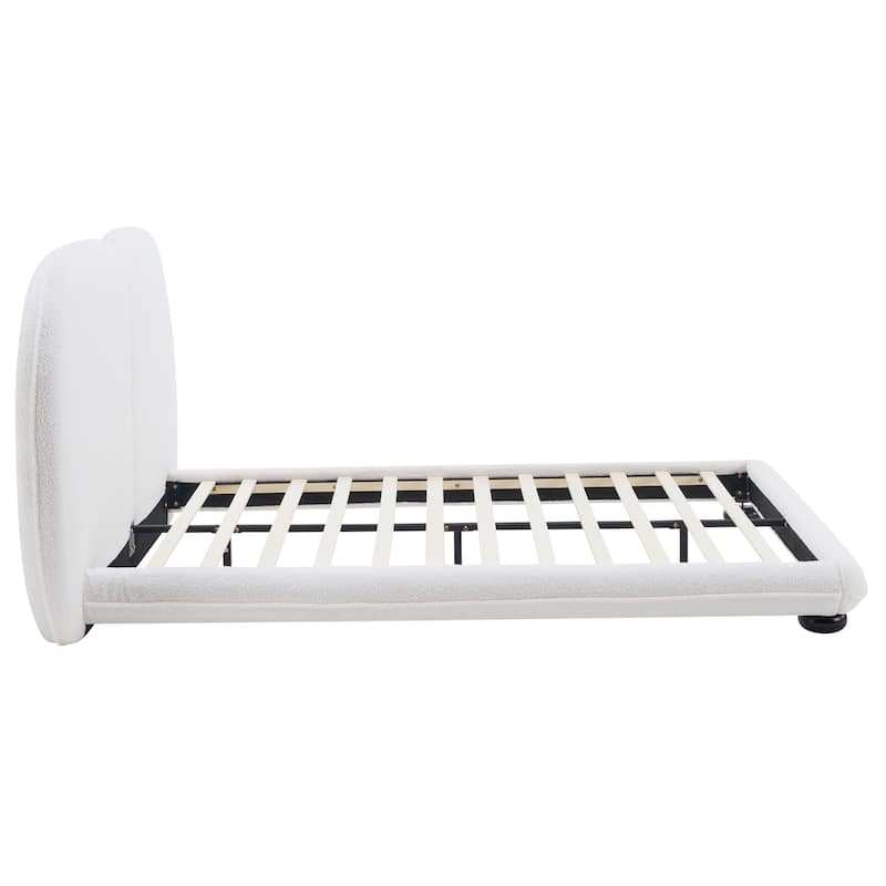 Christopher Knight Home - Lunara Modern Teddy Fleece Upholstered Platform Bed Frame with Split Headboard, Heavy-Duty Support