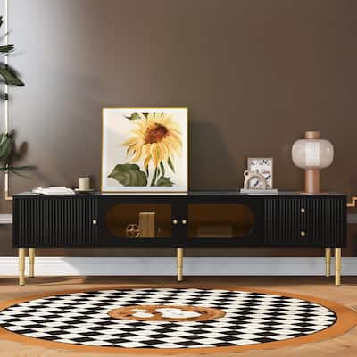 Modern TV Stand Media Console Cabinets for TVs up to 80", Black - 66.90" x 13.80" x 19.70"
