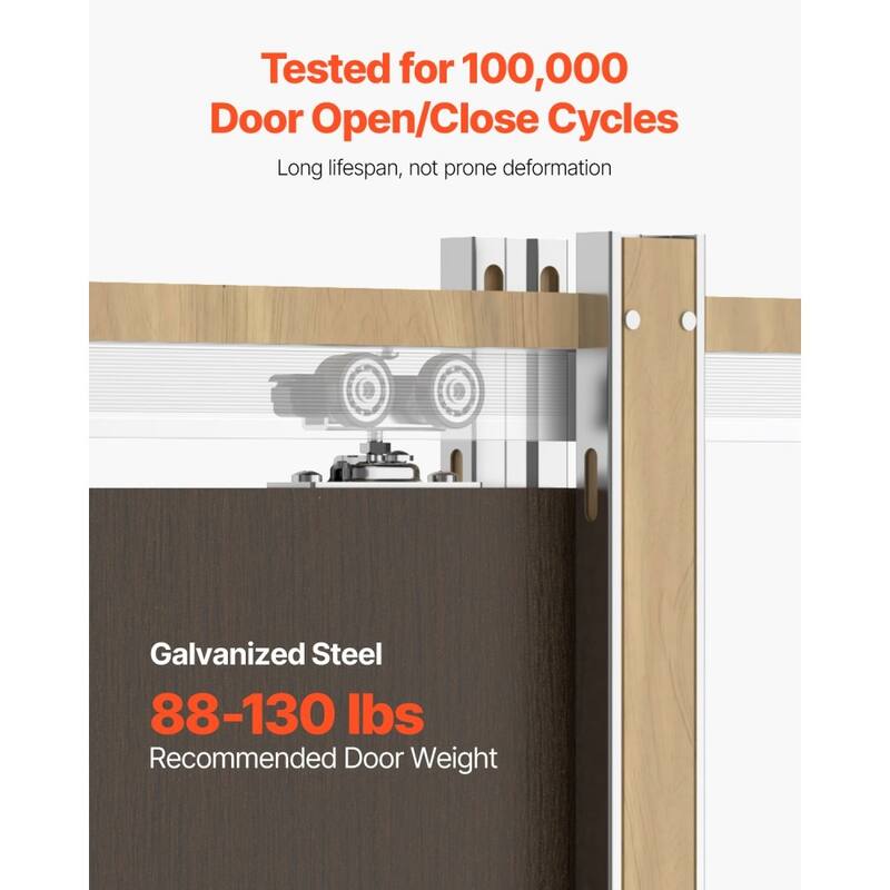 Brown-Silver Wood and Steel Soft-Close Pocket Door Frame Kit Adjustable