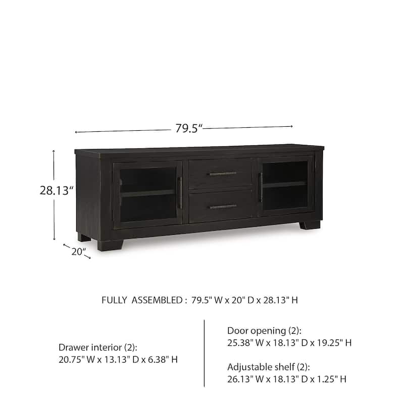 Signature Design by Ashley Galliden Black 80" TV Stand for TVs up to 92" - 79.5" W x 20" D x 28.13" H