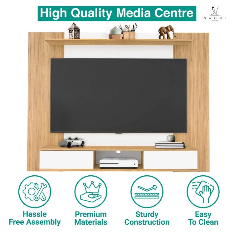 Wall-Mounted Entertainment Center with Multiple Storage Options for TVs up to 70 Inches