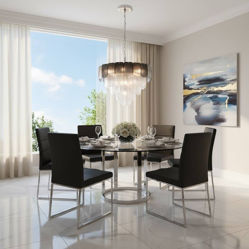 Artcraft Bianca - Chandelier - Polished Nickel - Crystalline with Piastra Type Glassware