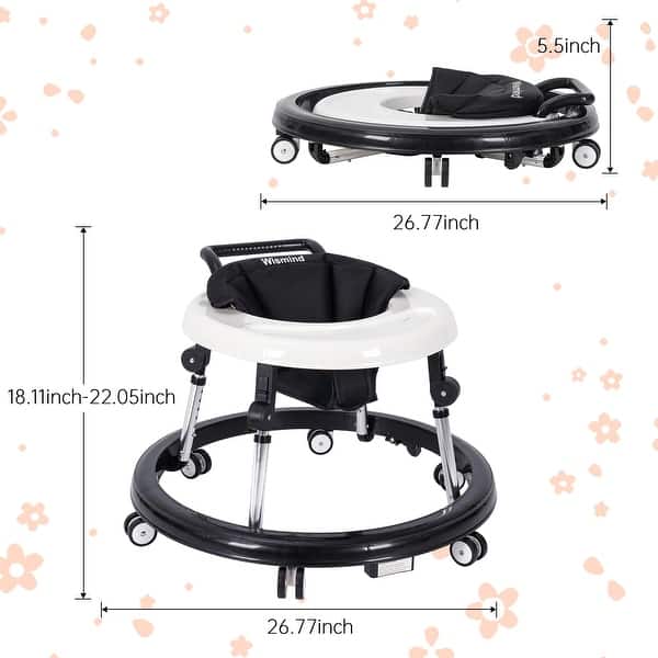 Baby Walker Foldable with 9 Adjustable Heights, Baby Walkers and