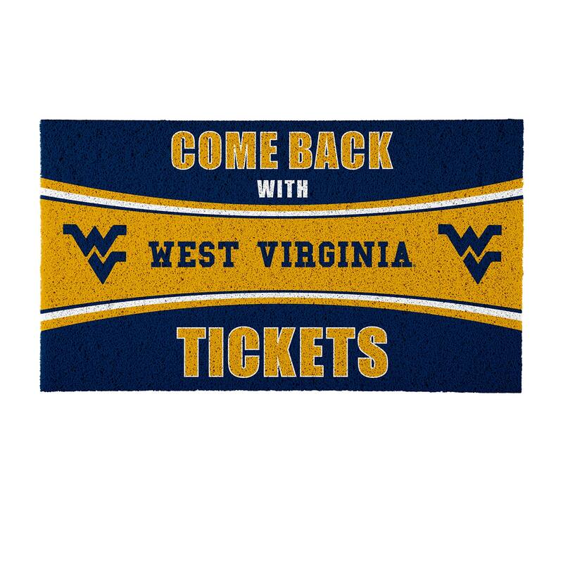 West Virginia University 28 in. x 16 in. PVC "Come Back With Tickets" Trapper Door Mat