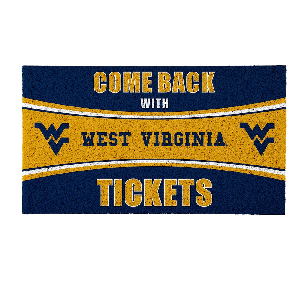 West Virginia University 28 in. x 16 in. PVC "Come Back With Tickets" Trapper Door Mat