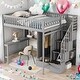 preview thumbnail 2 of 45, Full Size Loft Bed With Bookshelf,Drawers,Desk,and Wardrobe,Sturdy Construction