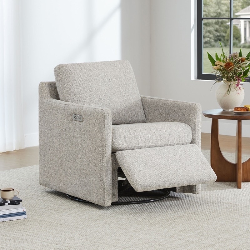 Nora Power Swivel Accent Chair Wall Hugger with Electric Footrests